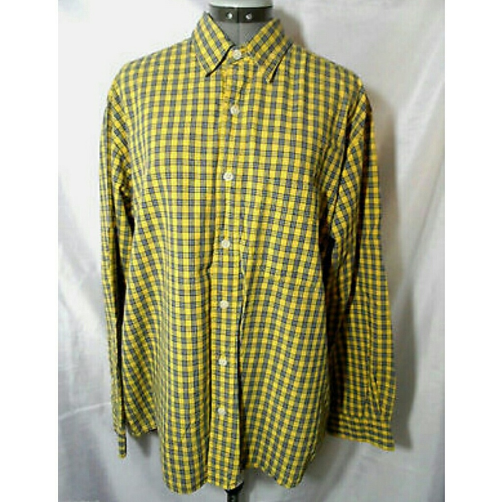 BKE Plaid Western Shirt M Blue Yellow checkered
